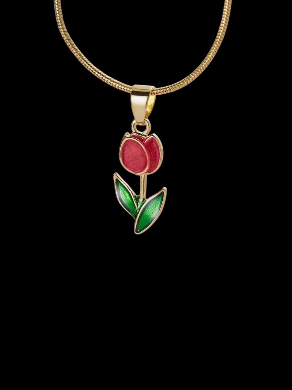 Tulip Pendant Necklace - Red and Green